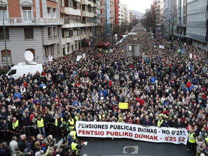 Manifestación por la subida de las pensiones en Bilbao.