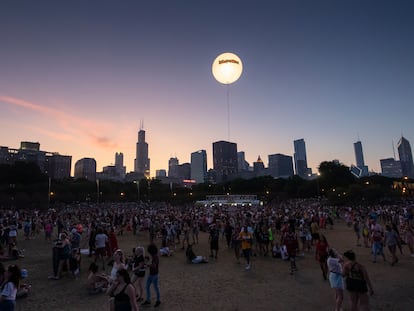 El atardecer durante el Festival Lollapalooza, uno de los más importantes de Chicago.
