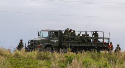 Una camioneta de la Policía Militar mexicana, en Boca del Río (Veracruz).