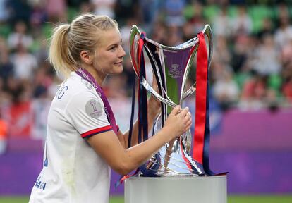 Ada Hegerberg, en la final de la Champions 2019, después de que el OL derrotara al Barcelona por 4-0-