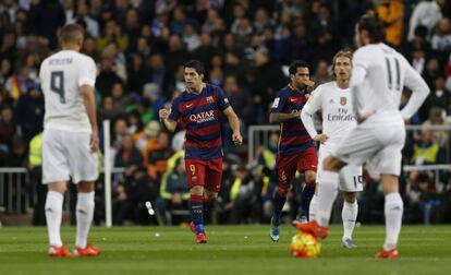 Luis Suárez celebra el gol marcat al Reial Madrid.