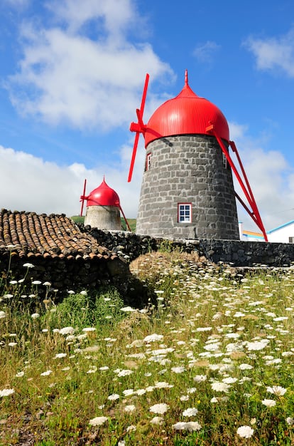 Un molino en Sao Mateus (Praia), en la isla portuguesa de Graciosa.