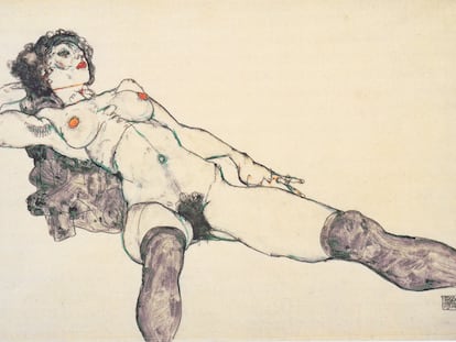 ‘Nu feminino deitado com as pernas abertas’ (1914), de Egon Schiele, conservado no Albertina de Viena.