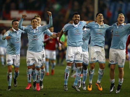 Los jugadores del Celta celebran el pase a las semifinales de Copa