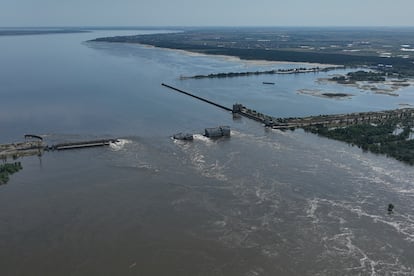 Kakhovka Dam in Nova Kakhovka, in Russian-occupied Ukraine,