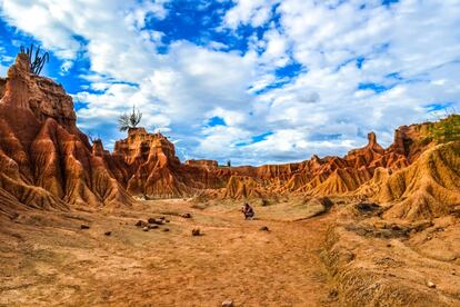 Pese a su aspecto yermo —un paisaje de cárcavas ocres y grises punteadas de cactus—, el desierto colombiano de la Tatacoa (por el nombre de una serpiente frecuente en la zona) no es sino un bosque seco tropical que en la era terciaria albergó un vergel de árboles y flores. Además, es uno de los mejores lugares del mundo para ver las estrellas.