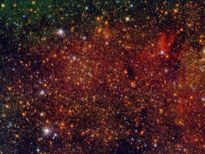 Imagen en falso color de uno de los campos estudiados por el proyecto Galacticnucleus.