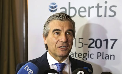 El consejero delegado de Abertis, Francisco Reynés, en octubre de 2014, tras la presentación del plan estratégico 2015-2017 en Londres.