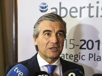 El consejero delegado de Abertis, Francisco Reynés, en octubre de 2014, tras la presentación del plan estratégico 2015-2017 en Londres.