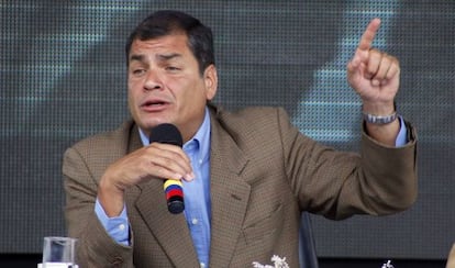 El presidente Correa este sábado en su alocución semanal.