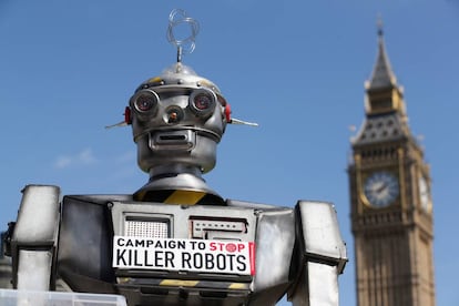 Campaña contra el uso de robots en la guerra, en Londres en 2013.