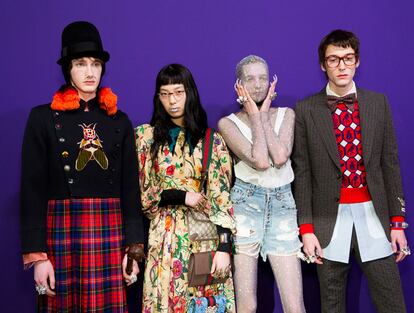 Diversidad cultural: Modelos en el backstage de Gucci.