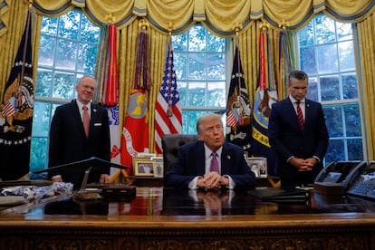 El presidente de EE UU, Donald Trump, este viernes en el Despacho Oval. 