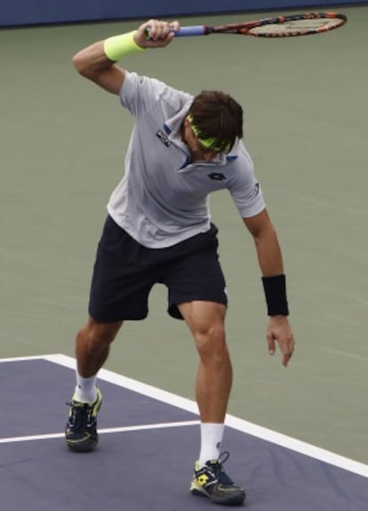 Ferrer, frustrado durante el partido contra Tomic.