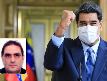 Una imagen del empresario Alex Saab sobrepuesta en una de Nicolás Maduro, presidente de Venezuela.