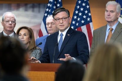 El presidente de la Cámara de Representantes, Mike Johnson, este martes en el Capitolio.