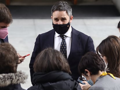 Santiago Abascal, en el patio del Congreso.