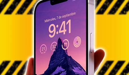 iPhone 14 Plus con fondo amarillo