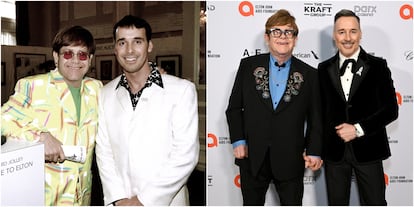 Elton John y David Furnish (20 años casados). La relación entre ambos se remonta a comienzos de los años noventa, concretamente a 1993, cuando ambos coincidieron en una cena de un amigo común. Sin embargo, no pudieron casarse hasta diciembre de 2005, cuando se convirtieron en una de las 700 parejas en formalizar su relación en Inglaterra y Gales al entrar en vigor la nueva ley de uniones civiles, que equipara sus derechos a los de los matrimonios convencionales. David Furnish reveló el 6 de septiembre del año pasado, durante una conversación con la revista ‘People’ en el Festival Internacional de Cine de Toronto, el secreto de su sólida relación con el músico: “Elton y yo nunca hemos sido deshonestos el uno con el otro. Siempre hemos hablado muy abiertamente sobre nuestros sentimientos y cuando hemos tenido desafíos y cosas que superar, siempre lo hablamos”. Luego añadió que él y su esposo tienen una regla crucial que cumplen todo el tiempo: “Nunca nos vamos a la cama después de una discusión”. “Creo que todo se trata de respetar la relación”. Furnish y Elton John, que repitieron boda en 2014, comparten dos hijos: Zachary y Elijah, nacidos en 2010 y 2013, respectivamente, por vientre de alquiler.