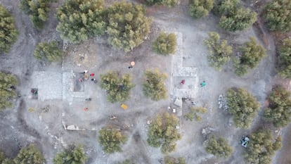 Aerial view of the excavation site at El Higuerón.