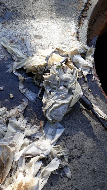 Basura extraída de las alcantarillas.
