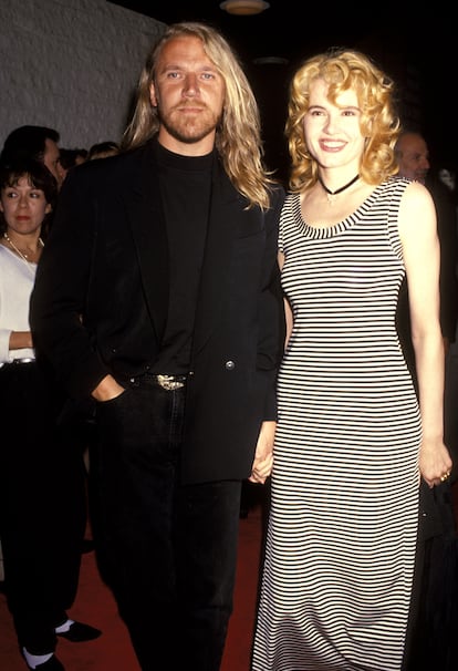 Renny Harlin y Geena Davis, en una fiesta en Los Ángeles en 1993.