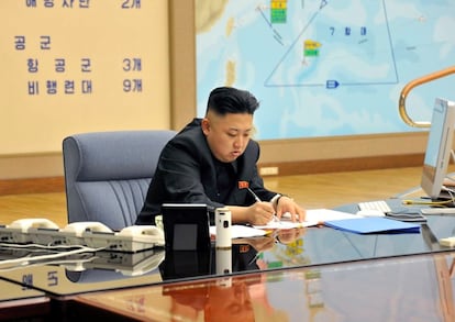 North Korean leader Kim Jong-un presides over an urgent operation meeting at the Supreme Command in Pyongyang