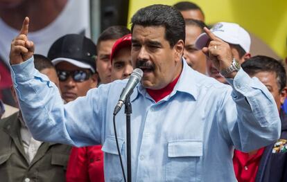 Nicolás Maduro, durante uma manifestação.