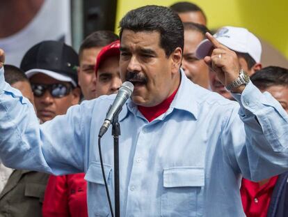 Nicolás Maduro, durante uma manifestação.