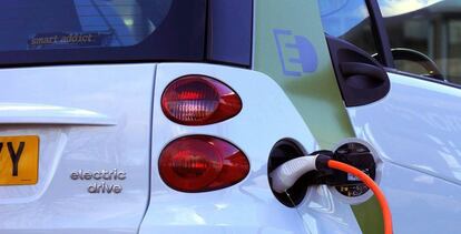 Recarga de un coche eléctrico.