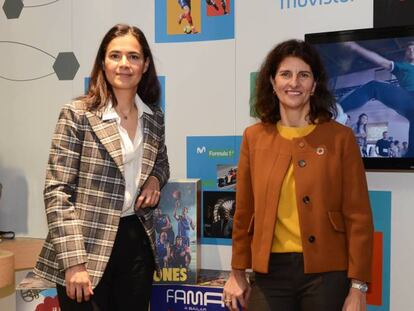 Laura Abasolo, directora general de Finanzas y Control de Telefónica, y Elena Valderrábano, directora de Ética Corporativa y Sostenibilidad, ayer.