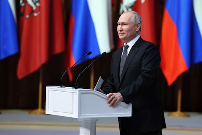 El presidente de Rusia, Vladímir Putin, durante un acto en Moscú el pasado día 18.