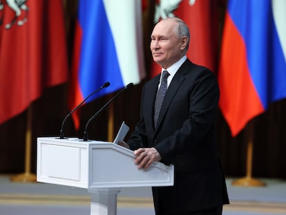 El presidente de Rusia, Vladímir Putin, durante un acto en Moscú el pasado día 18.