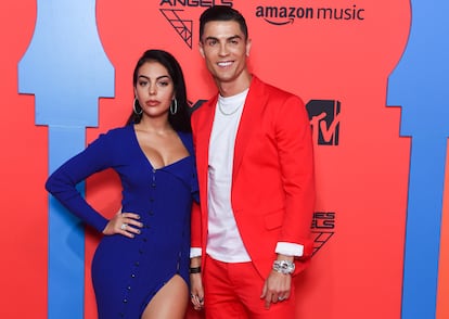 Georgina Rodríguez y Cristiano Ronaldo en la gala de MTV celebrada en Sevilla en 2019.