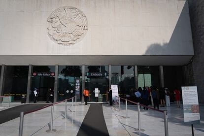 La entrada al Museo Nacional de Antropología en Ciudad de México el 31 de mayo de 2023, donde se lleva a cabo el diálogo 'Mujeres de América por los derechos y el bienestar'.