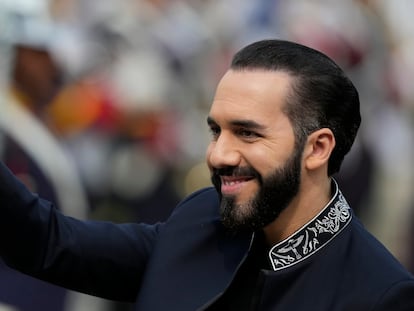 El presidente de El Salvador, Nayib Bukele, durante un acto en septiembre de 2024 en Buenos Aires (Argentina).
