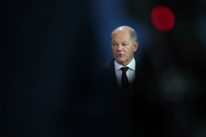 El canciller alemán Olaf Scholz, durante una reciente rueda de prensa.