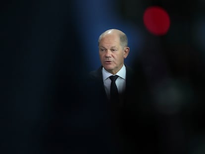 El canciller alemán Olaf Scholz, durante una reciente rueda de prensa.