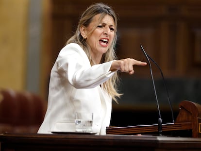 Yolanda Díaz, durante su intervención en el pleno del Congreso.