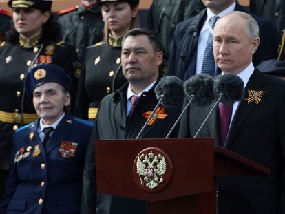 Russian President Vladimir Putin delivers his speech during the Victory Day military parade marking the 78th anniversary of the end of World War II, in Moscow, Russia, on May 9, 2022.