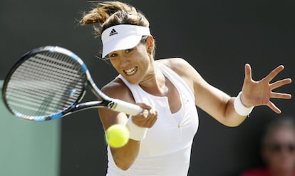 Muguruza, durante un partido en Wimbledon.