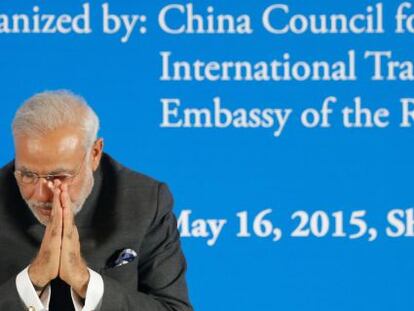 Imagen de la visita del primer ministro indio, Narendra Modi a Shangh&aacute;i.