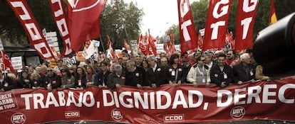 Manifestaci&oacute;n del 1 de mayo, ayer en Madrid. 