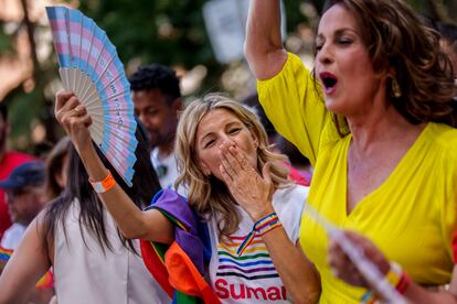 Yolanda Díaz, el sábado en la manifestación del Orgullo LGTBI en Madrid.