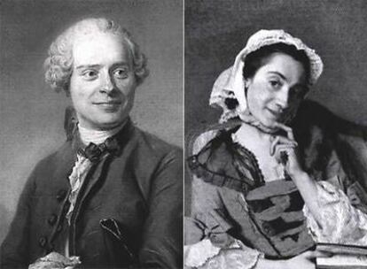 Diderot, el gran impulsor de la Encyclopédie, y Louise-Florence d'Épinay, una de las pocas mujeres que colaboraron.