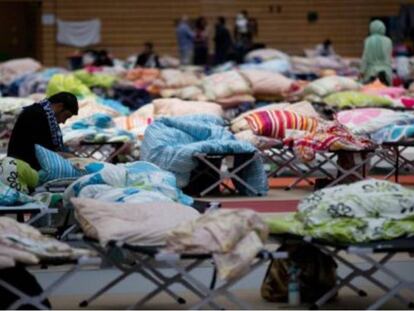 Refugiados en un centro de acogida en Berlín, en 2015.