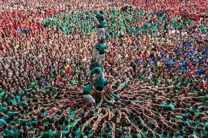 Los 'castellers' de Vilafranca en una jornada 'castellera' de 2019 que, por ahora, no se podrá repetir.