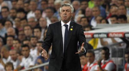 Carlo Ancelotti, durante el R. Madrid-Atlético.