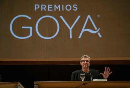 El presidente de la Academia de Cine, Mariano Barroso, durante la rueda de prensa del pasado septiembre donde se presentó la próxima edición de los Goya, que se celebran en febrero en Valencia.