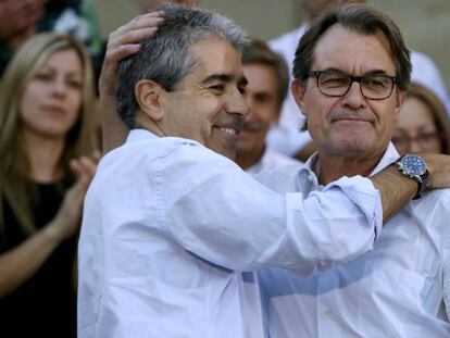Francesc Homs y el presidente del partido, Artur Mas, este miércoles en un mitin en Cervera.